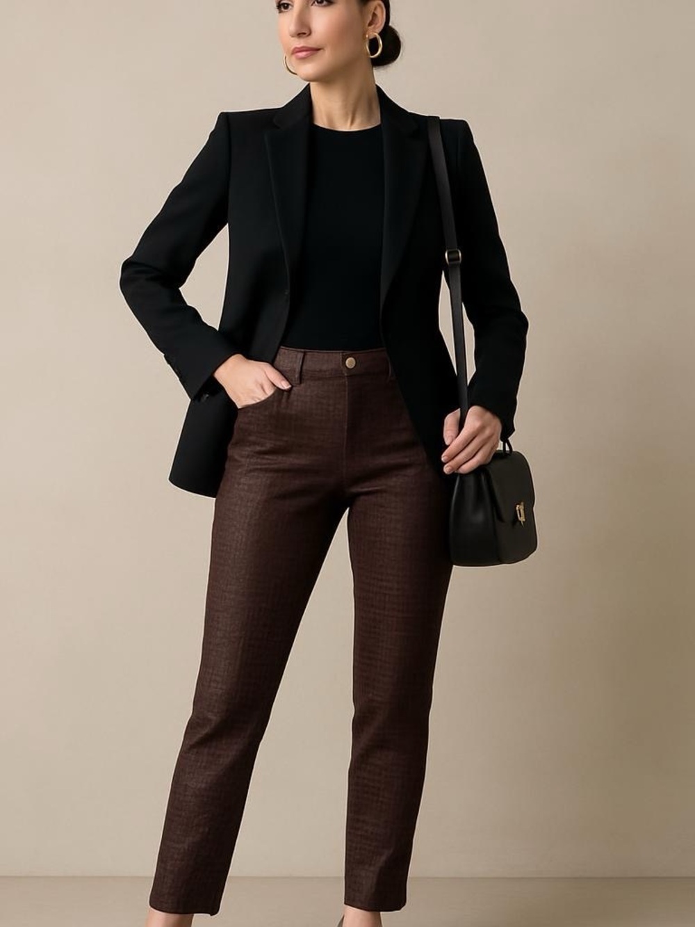 Eric Womens Straight Brown Animal Print Embossed Pants‎ Sz 10